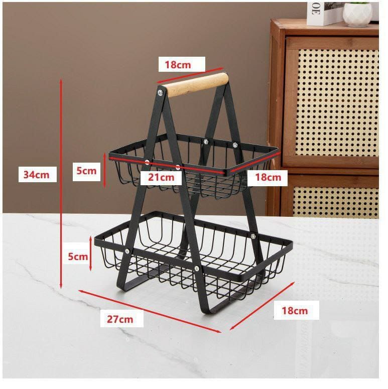 Gemelli Collections 2-tier removable storage basket durable fruit and vegetable organiser with sturdy frame multifunctional countertop storage rack for kitchen pantry and home organisation.
