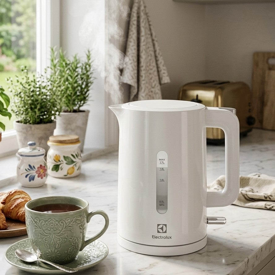 Electrolux UltimateTaste 300 1.7L kettle with 2200W fast boiling power and 360 degree base for home kitchen use