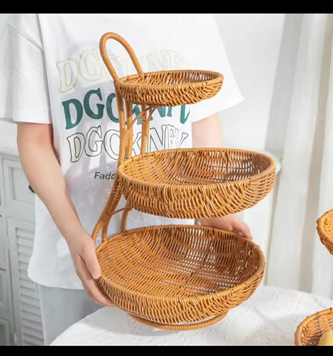 3 Tier Handmade Rattan Fruit Rack