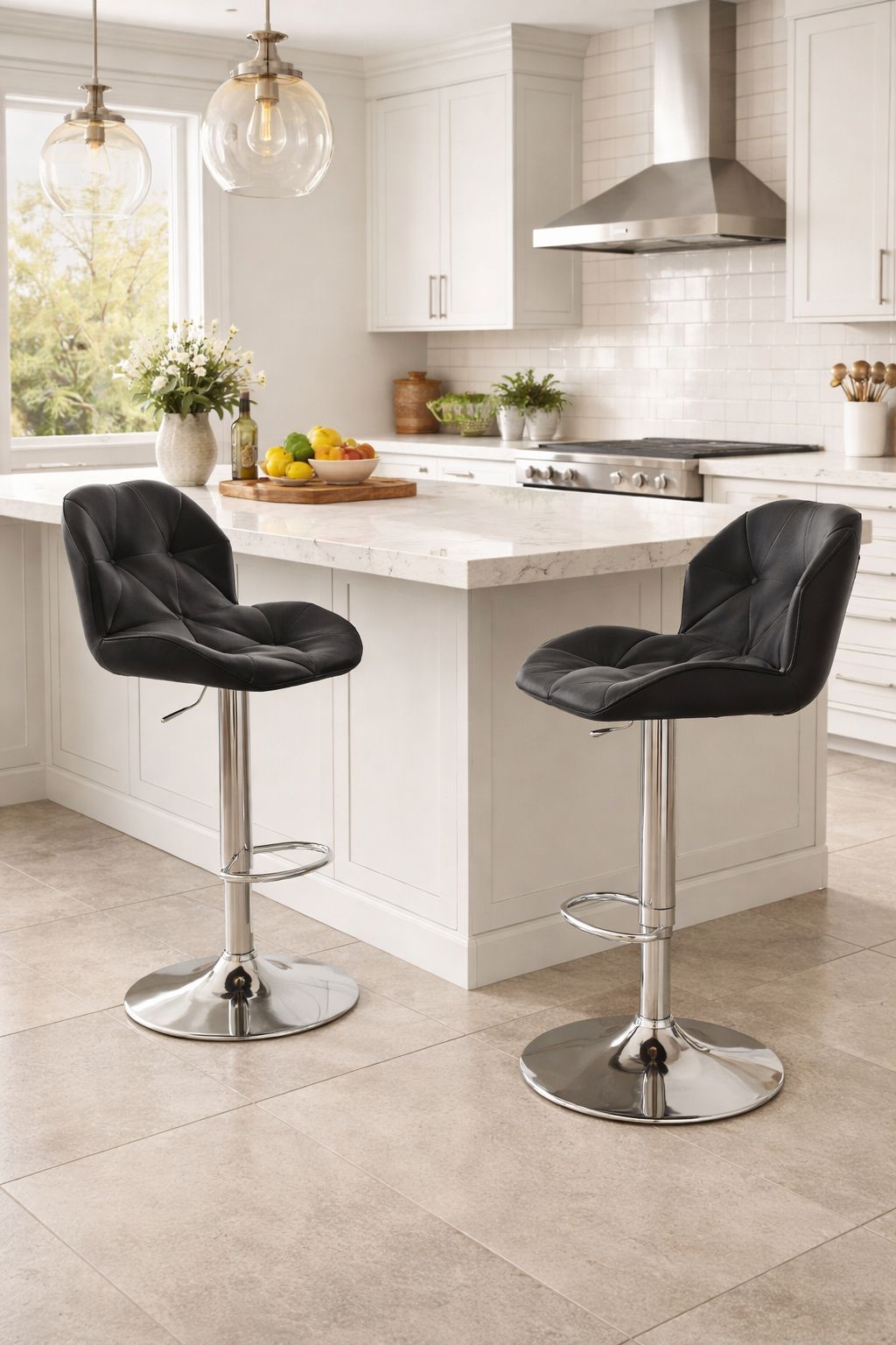 pure leather modern adjustable bar stool premium genuine leather bar chair available in black and white height adjustable counter stool with padded seat and backrest