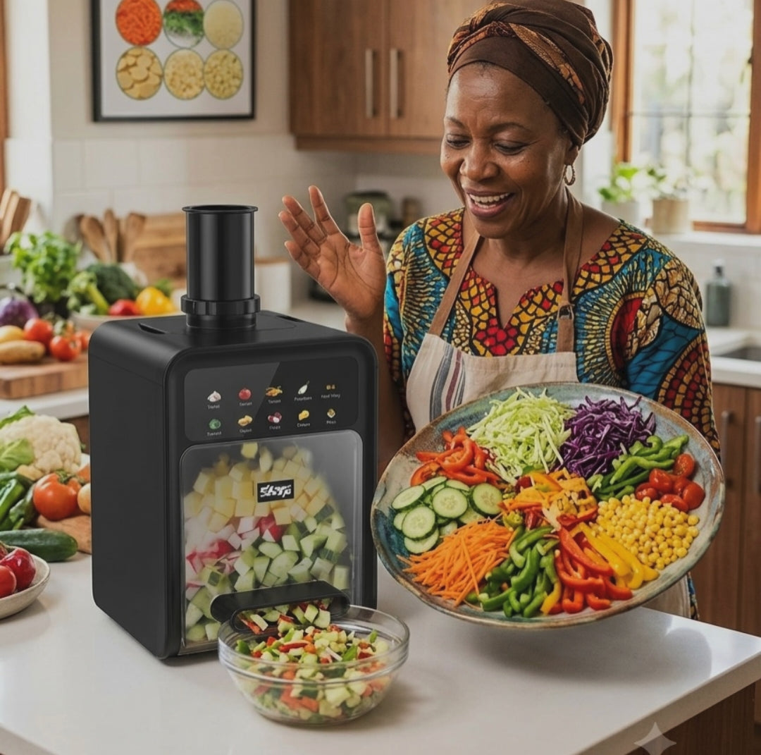 9-in-1 Electric Salad Maker – Multi Function Vegetable Cutter and Food Processor for Slicing, Dicing, Shredding, Grating, and Mincing Ingredients
