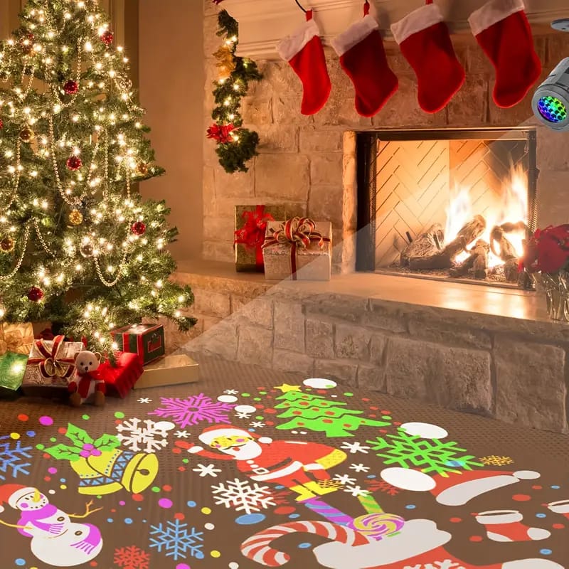 LED Christmas projection light lamp with 16 patterns rotating waterproof outdoor indoor festive decoration