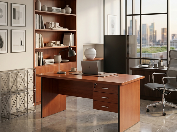 Modern office table with large surface and durable structure for workspace use