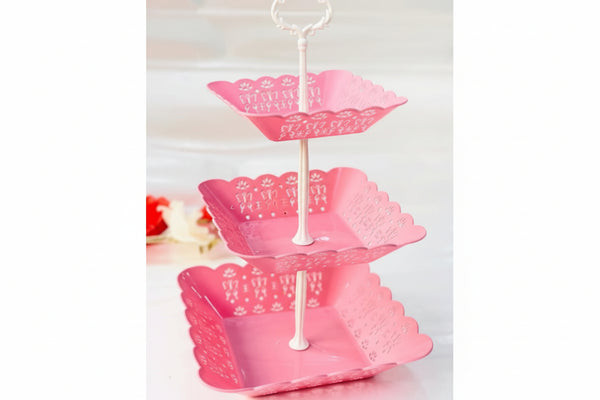 Plastic Rectangle Cake Stand – 3 Layer