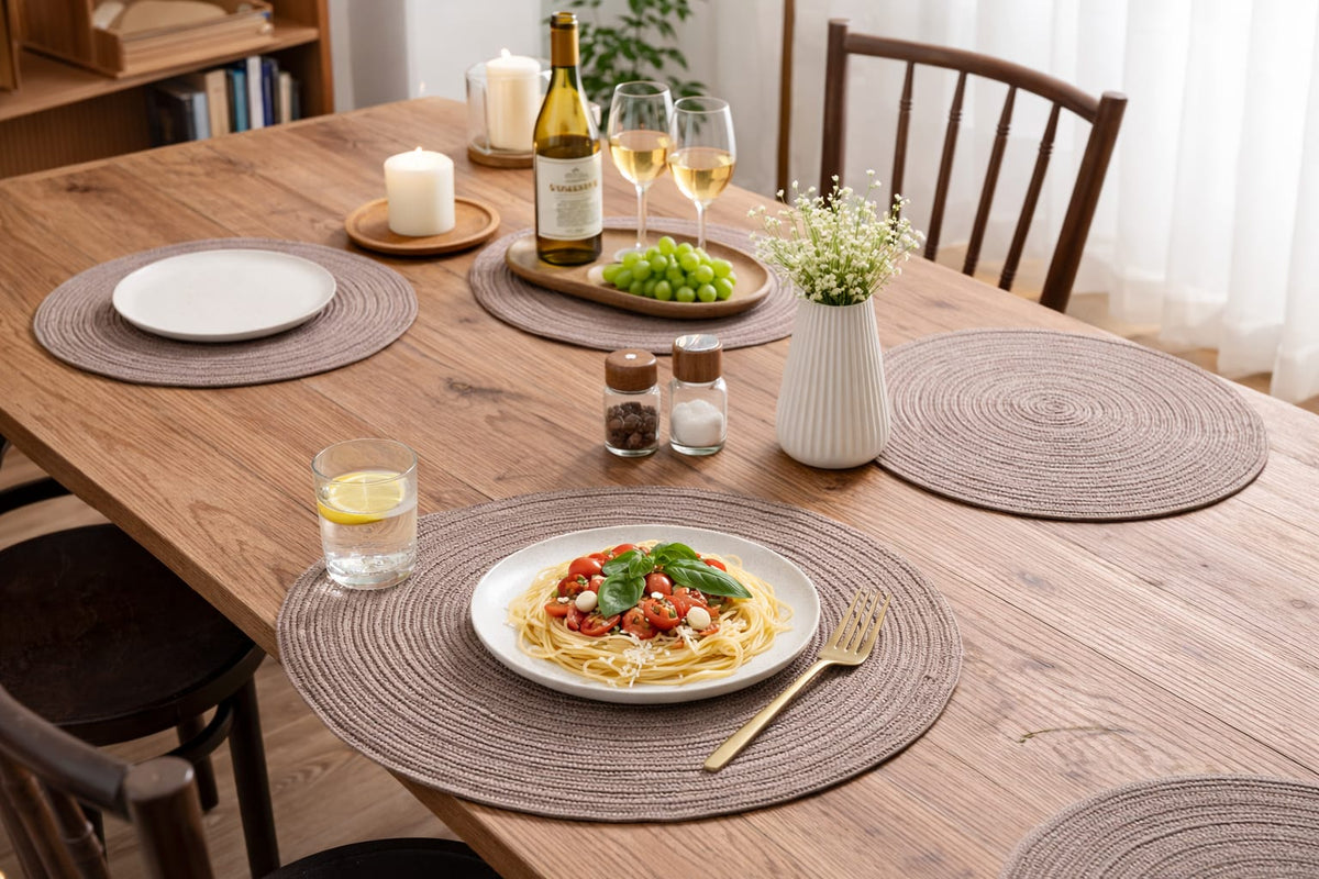 6PC Round Woven Placemats