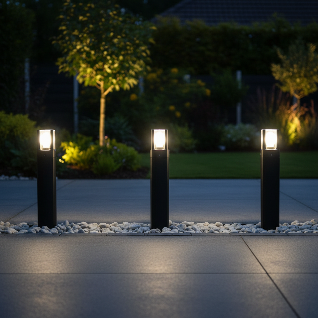 LED Garden Bollard Light with E27 Lamp Holder LL 508P-06-BK