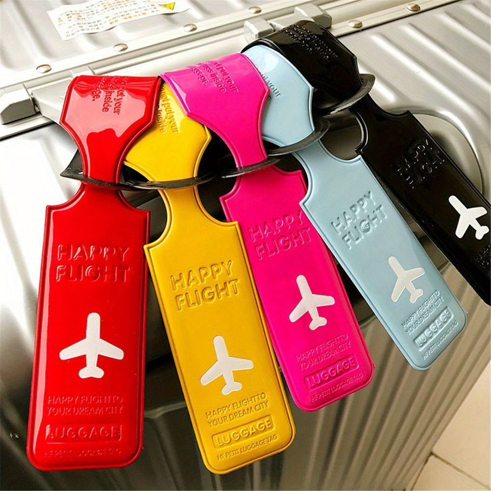 Flight Luggage Tags – Travel Suitcase Identification Tags in Black, Dark Pink, Blue, and Light Pink with Name and Address Section