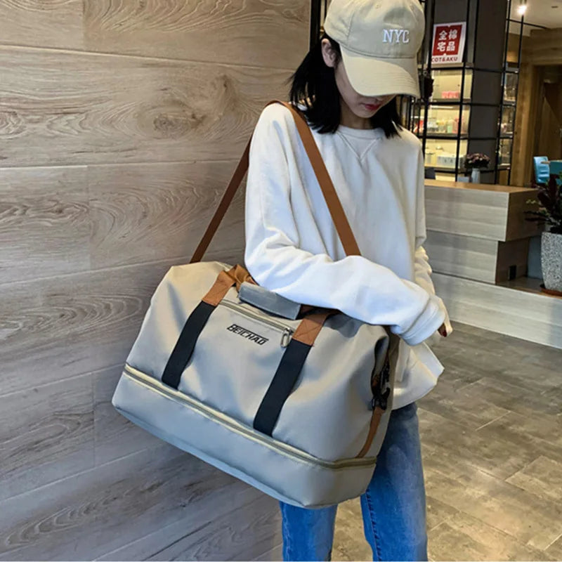 Fashion Travel Bag Large Capacity – Waterproof Oxford Duffel with Shoe Compartment in Multiple Colors for Gym and Travel