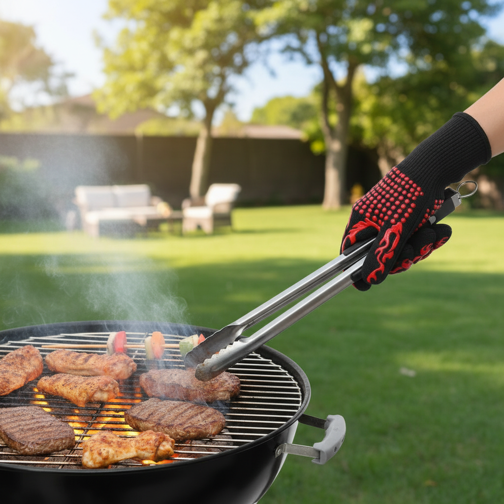 air of barbecue fireproof gloves for heat protection while grilling and cooking