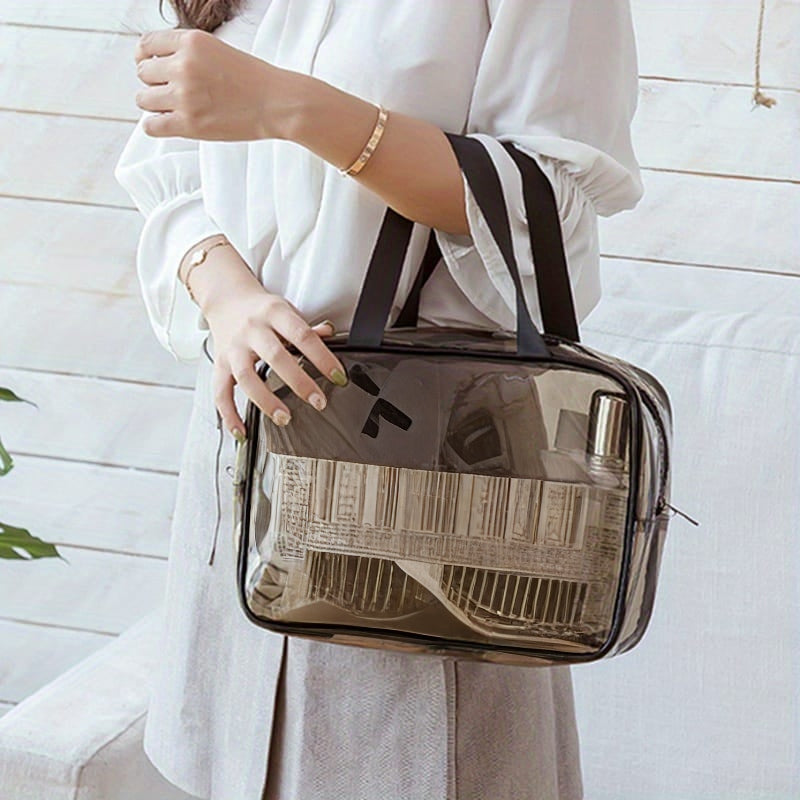 3pc Waterproof PVC Transparent Makeup Bag Set – Large Capacity Travel Cosmetic Organizer Bags for Women