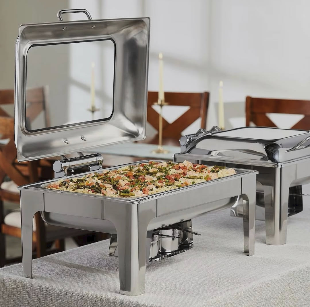 Gemelli Collections 9L gold and silver chafing dish available in single, double and triple configurations for buffets, hotels, restaurants and catering.