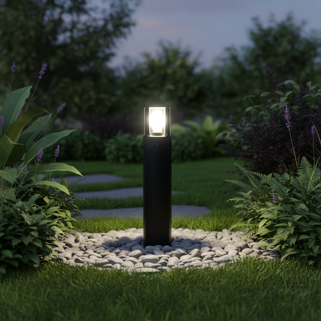 LED Garden Bollard Light with E27 Lamp Holder LL 508P-06-BK