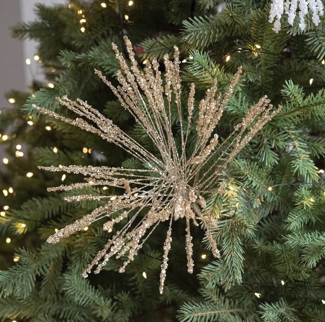 3-Piece Glitter Firework Christmas Tree Picks in Gold, Silver, Rose Gold and White