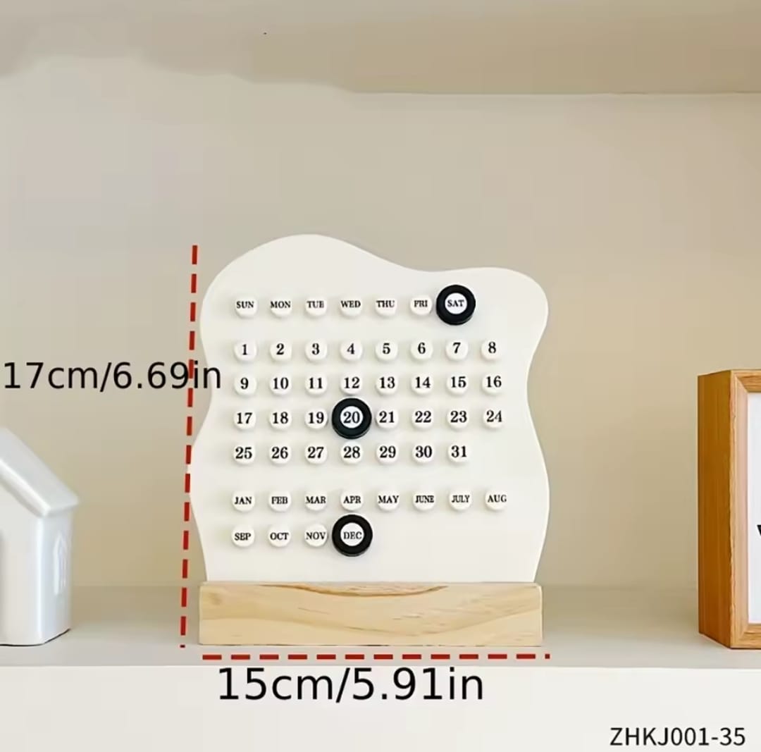 Wooden Perpetual Desktop Calendar