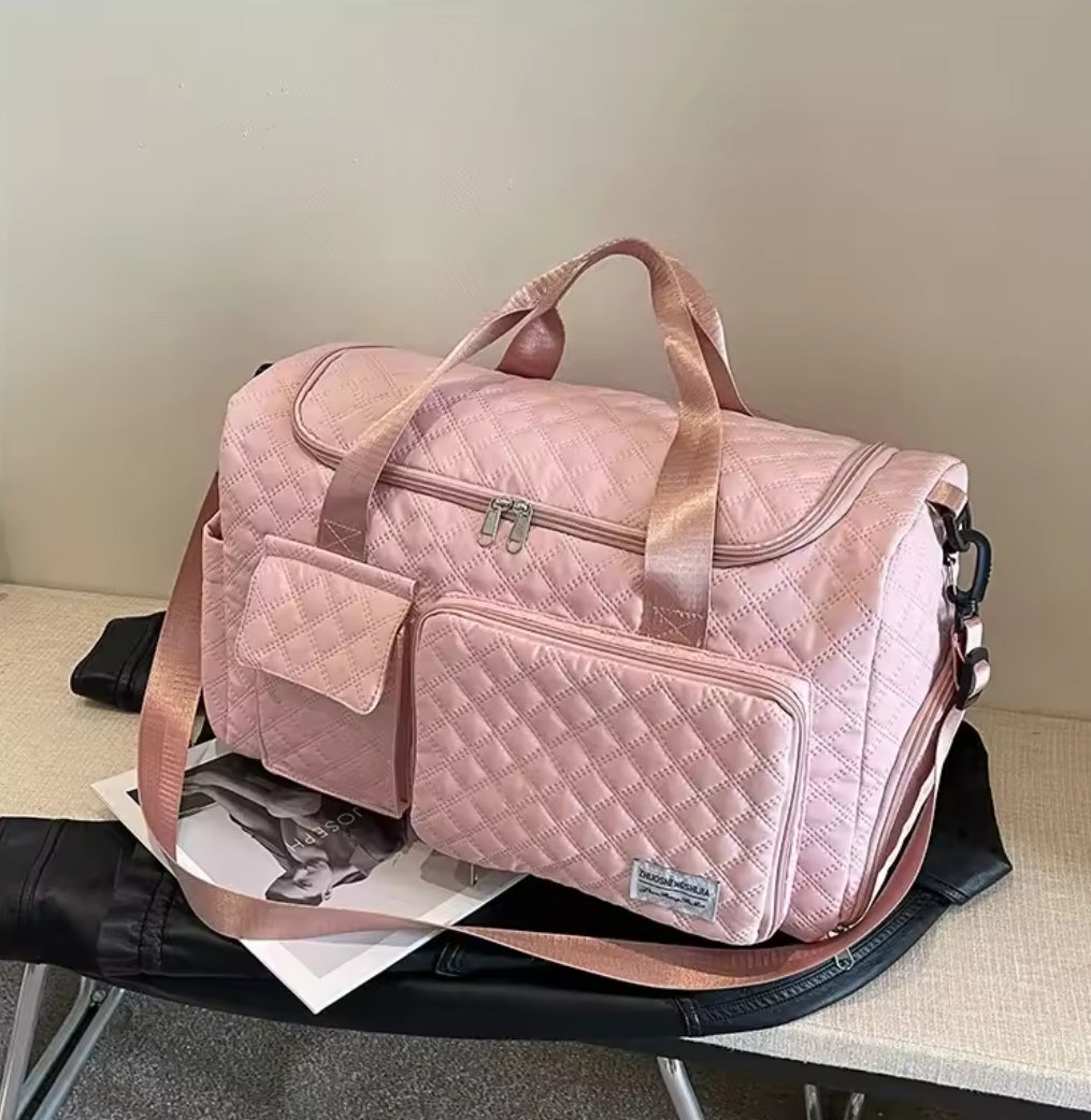 2 in 1 compartment duffle bag with shoe compartment and extra pocket for gym or travel use