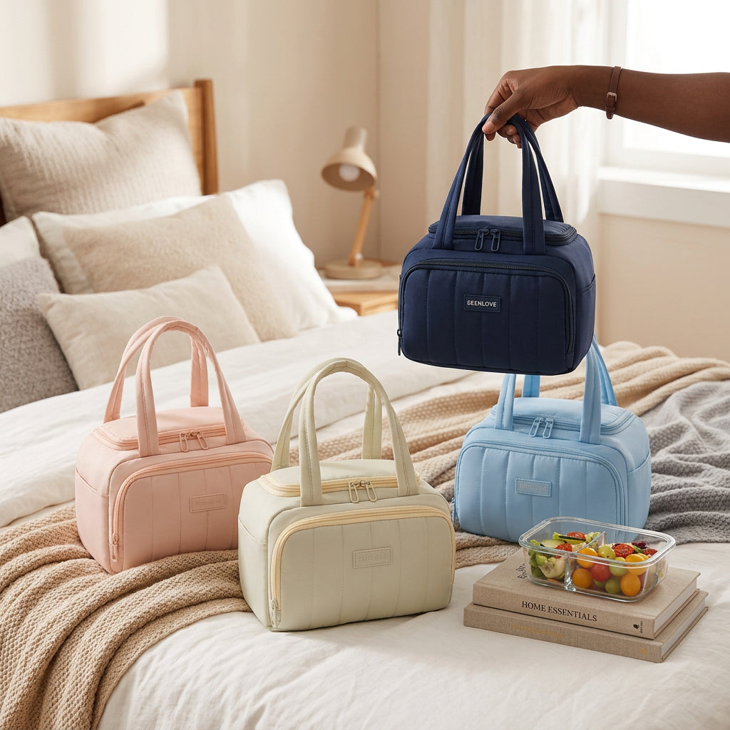 Single Layer Insulated Lunch Bag with Shoulder Strap