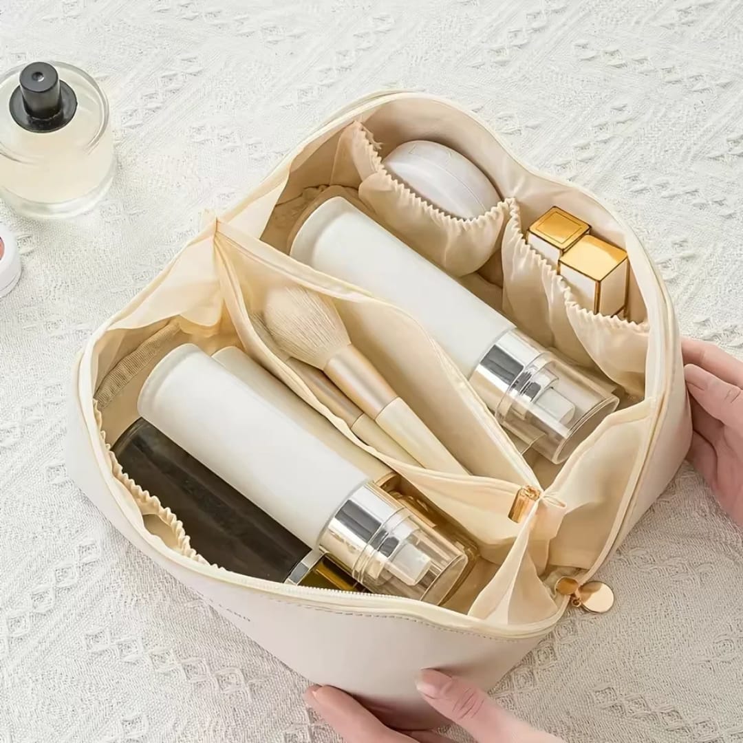 Cosmetic bag and makeup organizer for storing beauty and skincare essentials