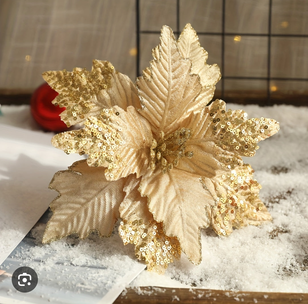 3pc Christmas Flower Fabric Ornament for Festive Decorations