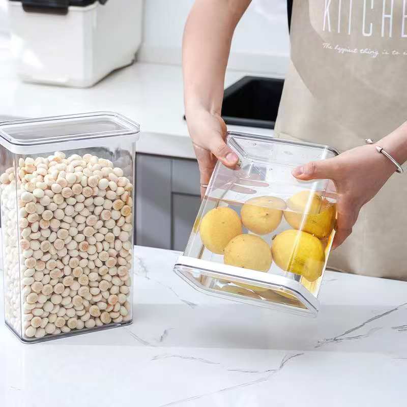 Acrylic airtight storage containers with stackable design in 2500ml and 3500ml capacities for organised kitchen and pantry food storage