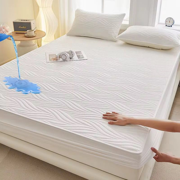 Waterproof Fitted Mattress Protector Set with 2 Pillowcases, Soft Breathable Bedding Protection for 6×6 & 5×6 Mattresses, Spill-Resistant and Durable Sleep Accessories