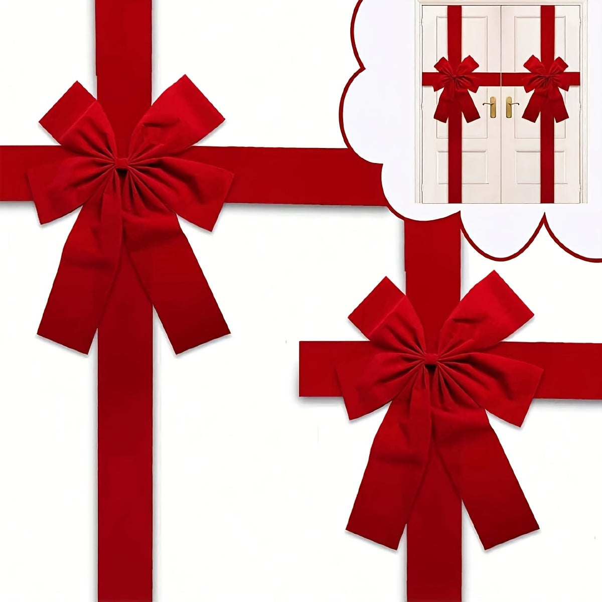 Large Red Christmas Door Hanging Bow Decoration