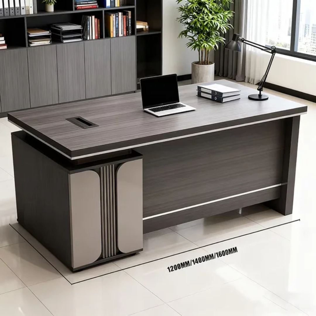 1.4 meter executive office table with side storage cabinet and spacious tabletop