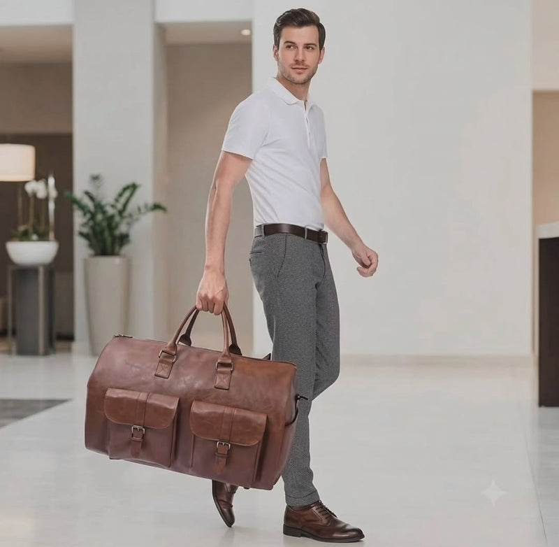 2-in-1 Convertible Garment Duffel Bag – Carry On Travel Bag for Suits, Dresses, Business Trips, Weddings, and Vacations Available in Black and Classic Brown