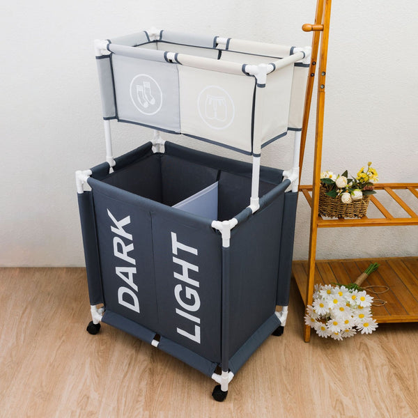 Gemelli Colllection large capacity laundry basket tall organiser 60x46x108 cm for bedroom bathroom laundry room