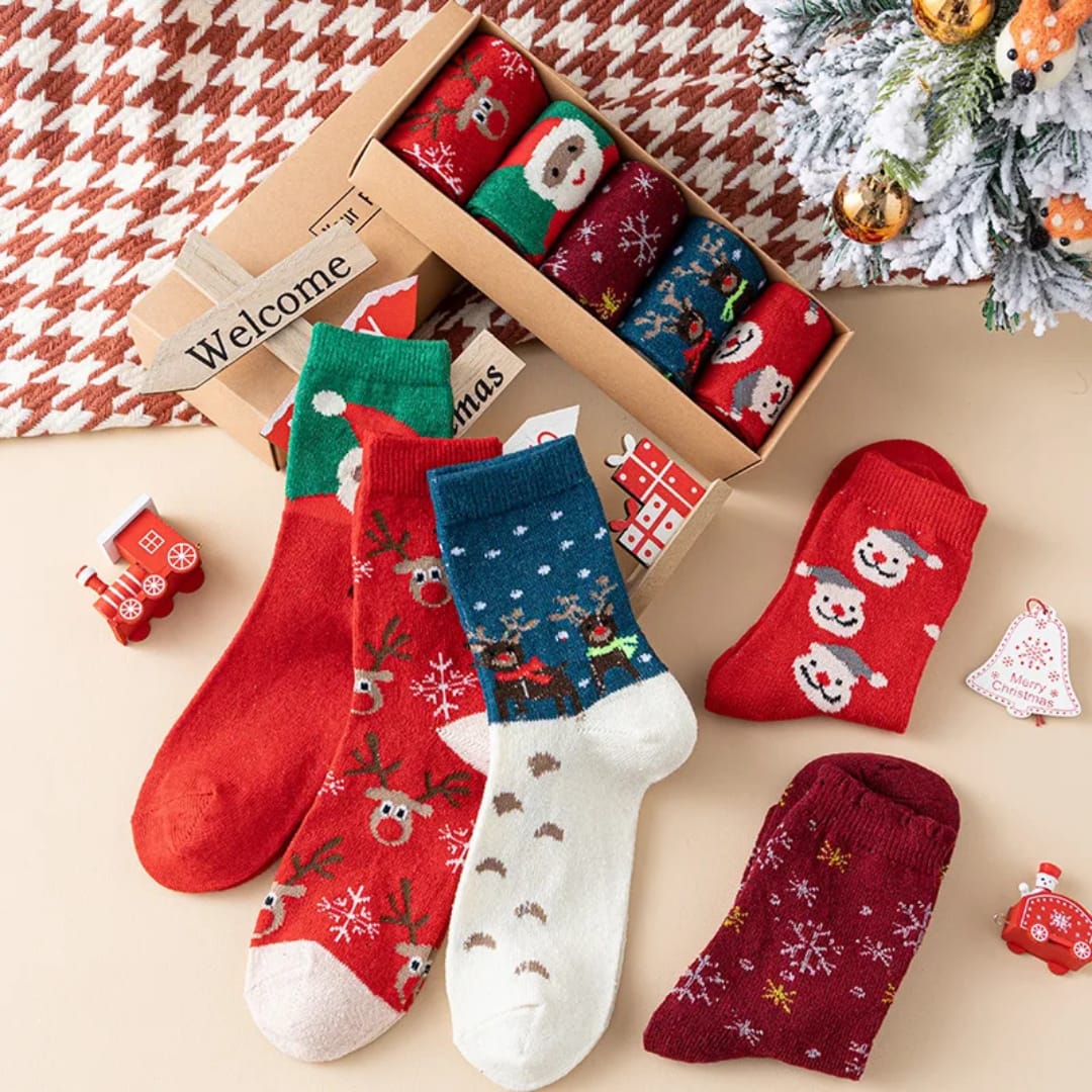12pc Christmas Themed Socks