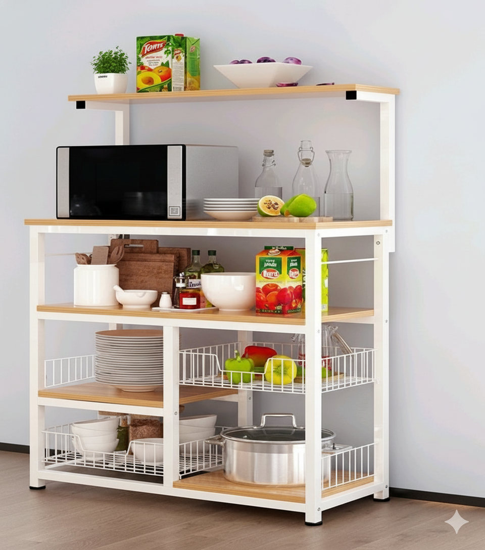 Kitchen Cabinet with Wood and Metal Frame