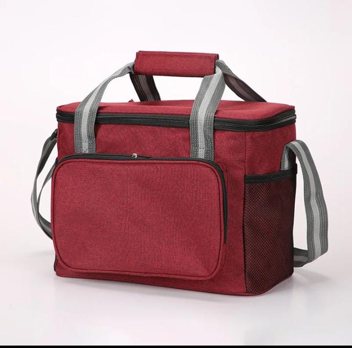 Double layer insulated lunch bag – removable strap, durable material – food storage and transport