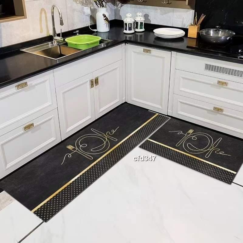 2Pcs Kitchen mats  with polyester underside