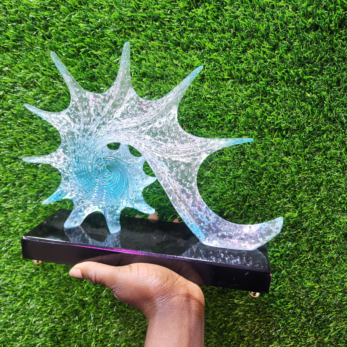 Blue Resin Conch Sculpture