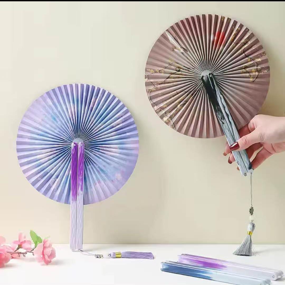 Gemelli Collection round foldable fan, portable and compact personal cooling for home, office and travel