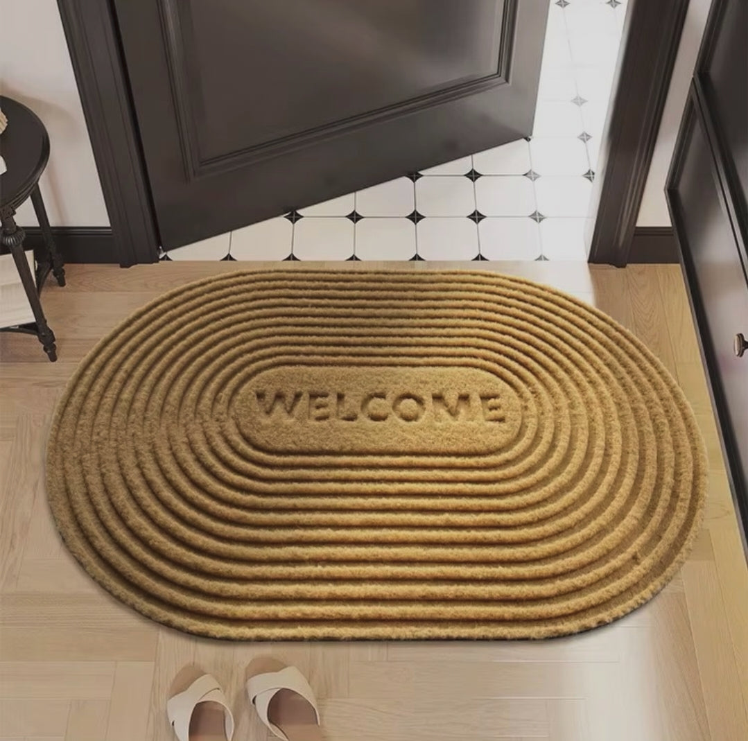 40 × 60cm oval door mat with rubber bottom, dirt and dust trapping floor mat -Brand(Gemelli Collection)