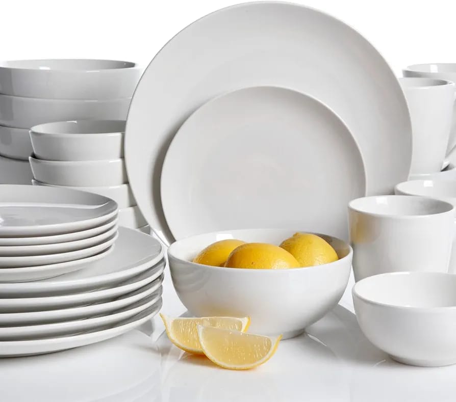 24pc Round Plain Dinner Set