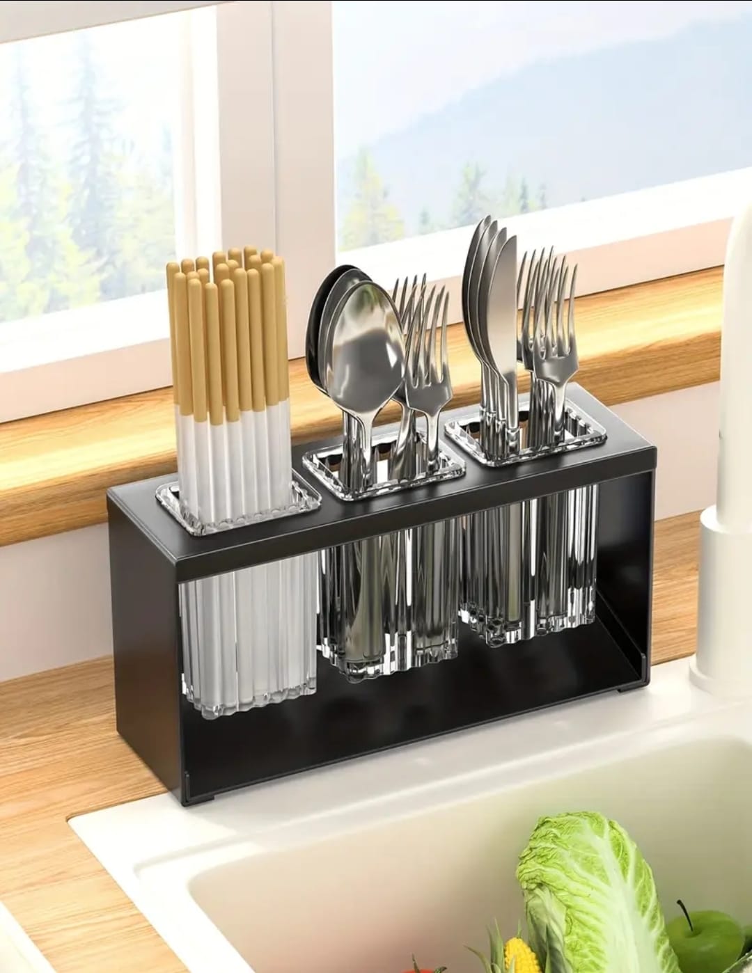 Countertop Organizer – Multi-Purpose ABS Storage Holder for Toothbrushes, Toothpaste, Makeup Brushes, Kitchen Utensils, and Chopsticks