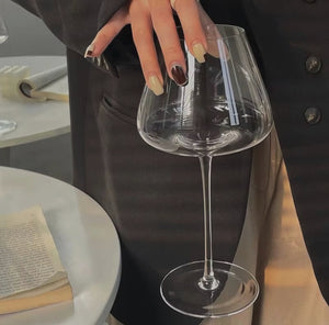 Pair of long-stem wine glass goblets with classic design for serving wine at home, dinner parties, celebrations, special occasions, and everyday dining