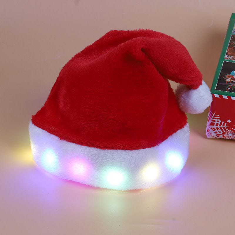 3-Piece Santa Christmas Hats with Flashing LED Lights