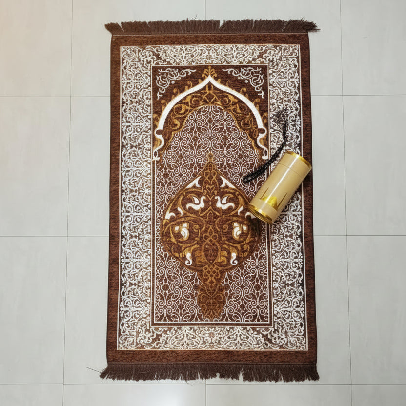 3-in-1 Portable Prayer Mat Set – Cylinder, Tasbih & Prayer Mat