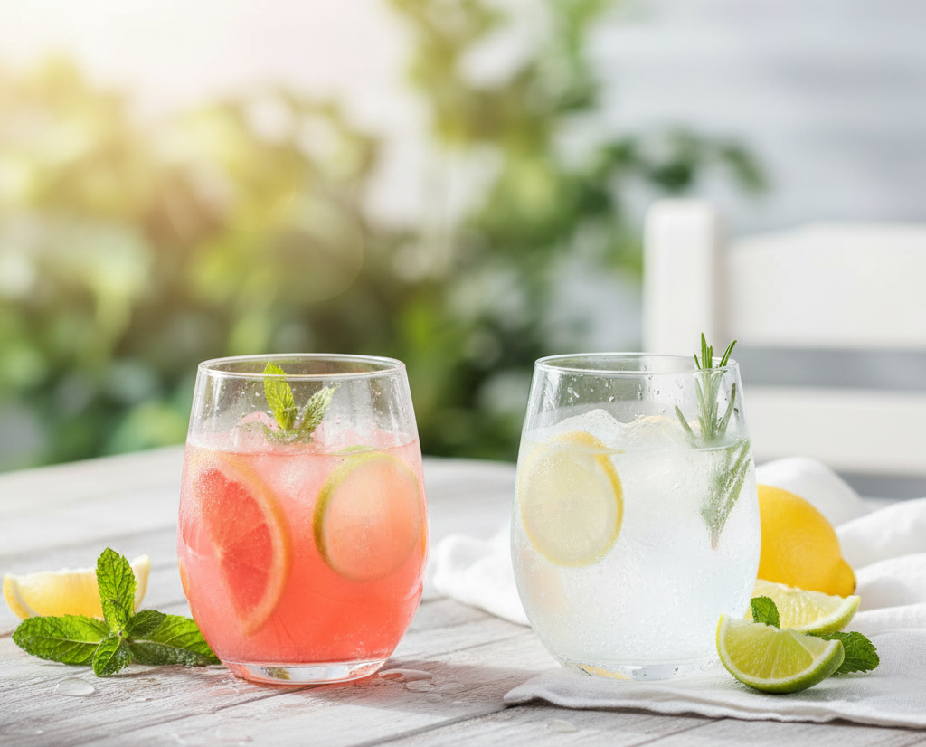 Gemelli Collections clear 630ml glass drinking tumblers set of six.