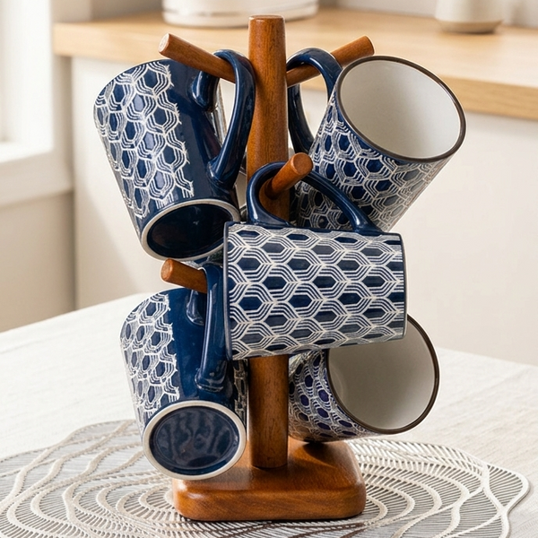 Gemelli Colllection 6pcs ceramic cups set 400ml modern tea coffee mugs durable home office drinkware set