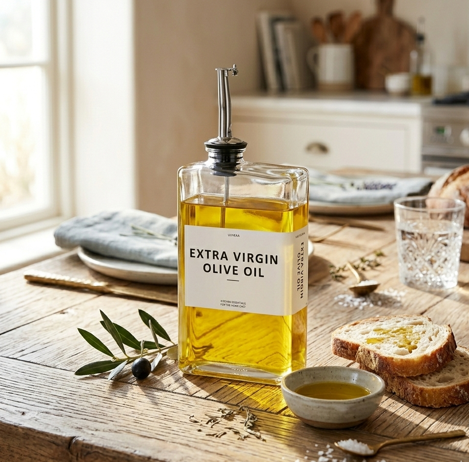 500ml portable glass olive oil bottle with sleek minimalist design for kitchen and dining use