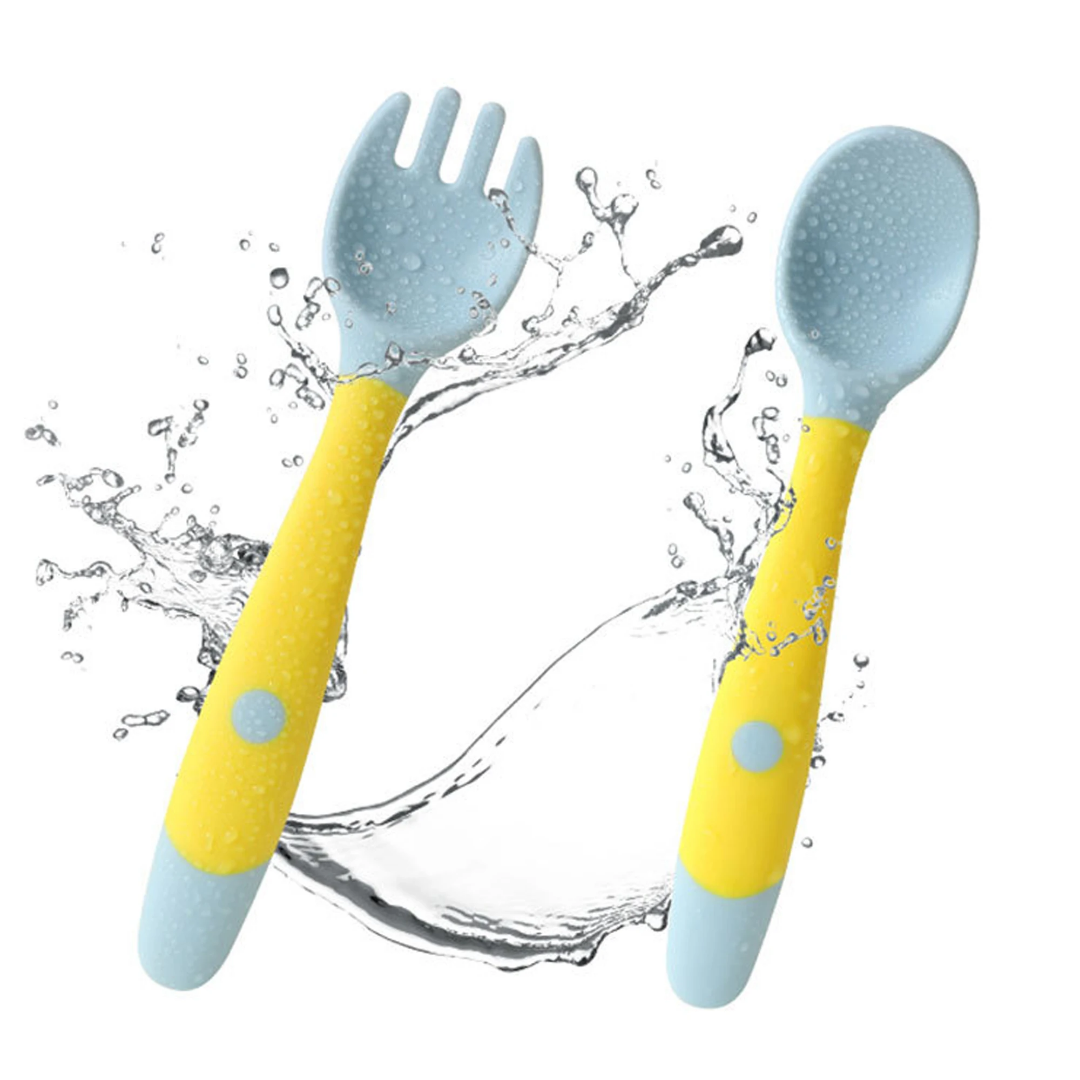 2 Pcs Baby Bendable Silicone Spoon & Fork Set