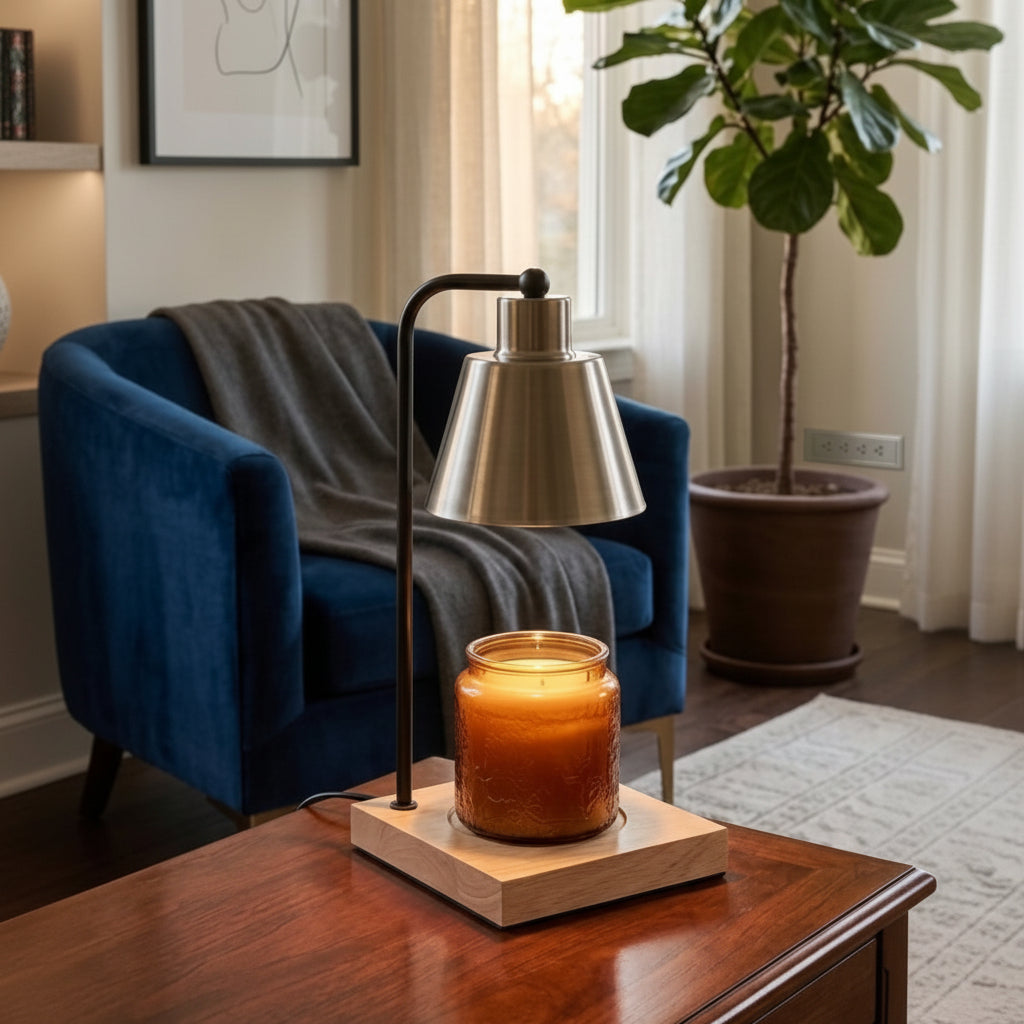 Gemelli Collections Candle Warmer for flameless scented candle fragrance release in living rooms, bedrooms, offices, and home décor spaces.