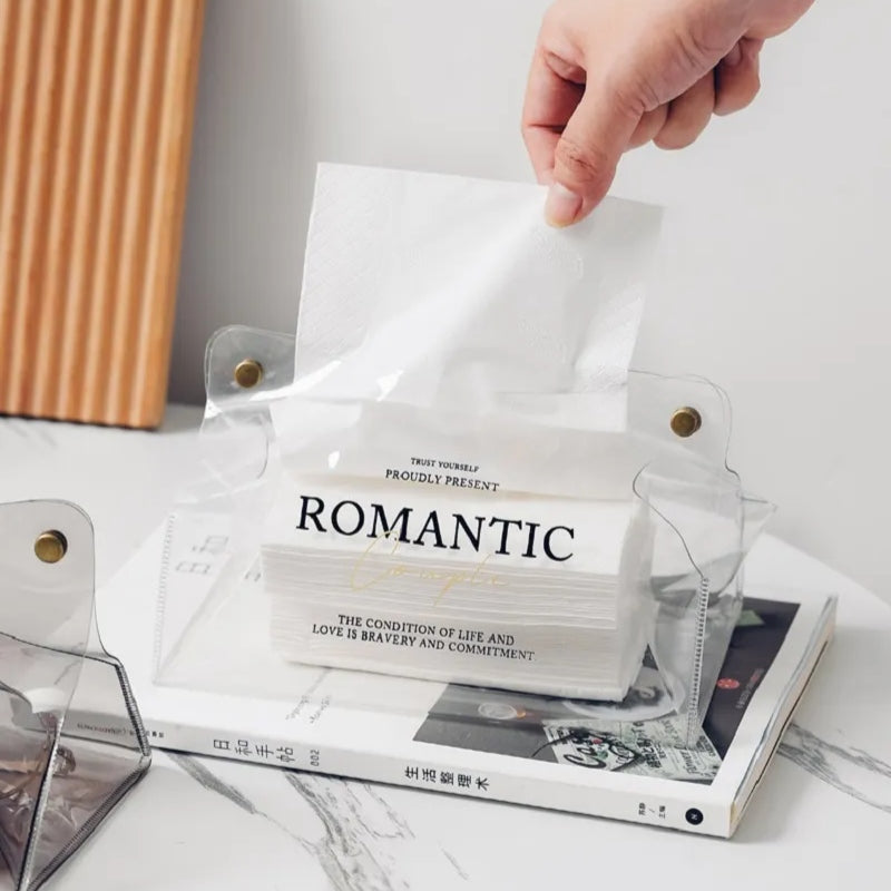 Leather Tissue Paper Box Holder with Snap Fastener