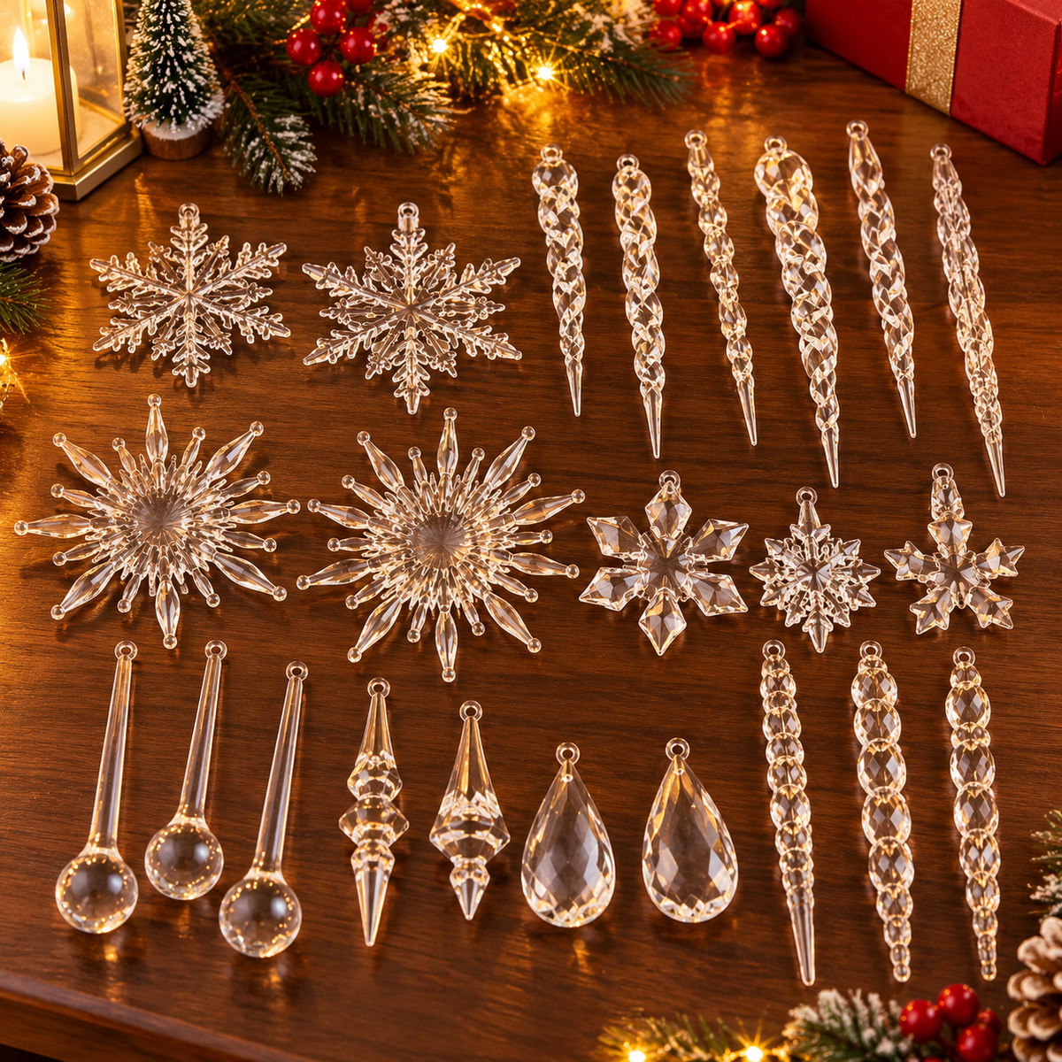 Transparent Christmas Tree Ornaments in Assorted Designs