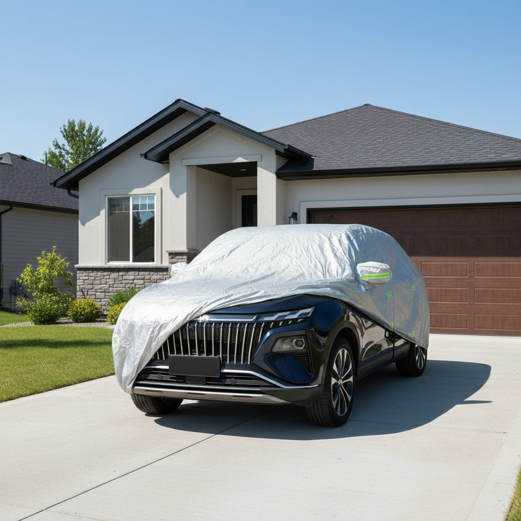 Gemelli Collections waterproof car dust cover with zipper opening and weather-resistant protection