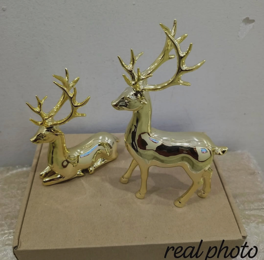 2-Piece Reindeer Christmas Decoration Figurine Set