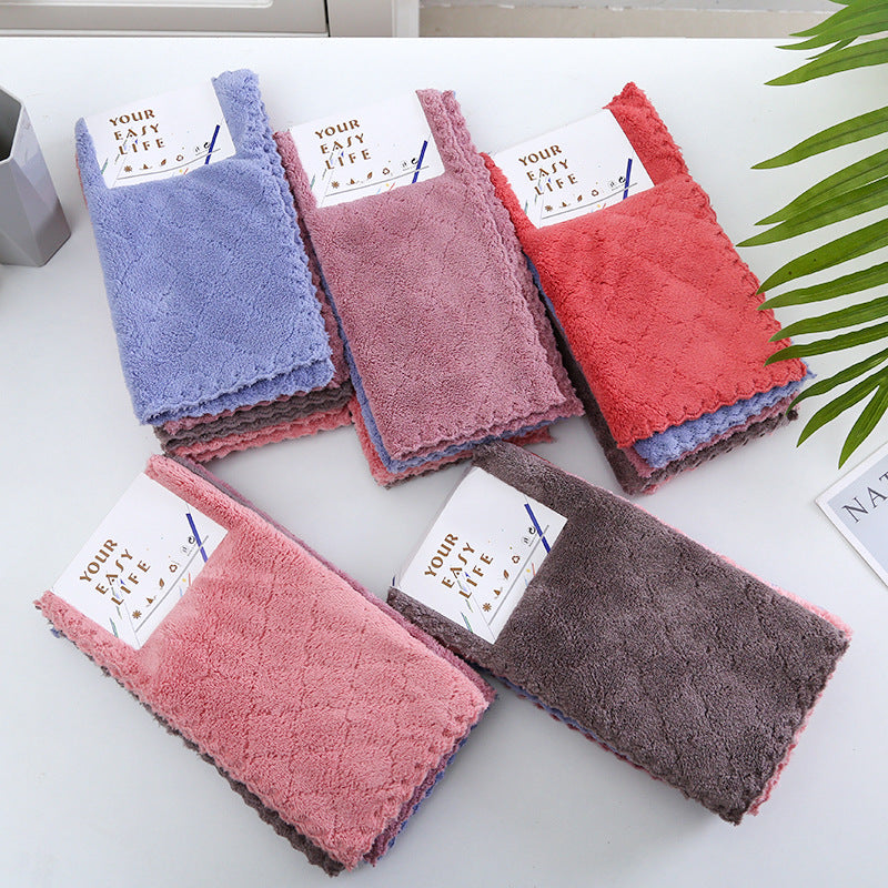 5Pcs Coral Fleece Dishcloth Set